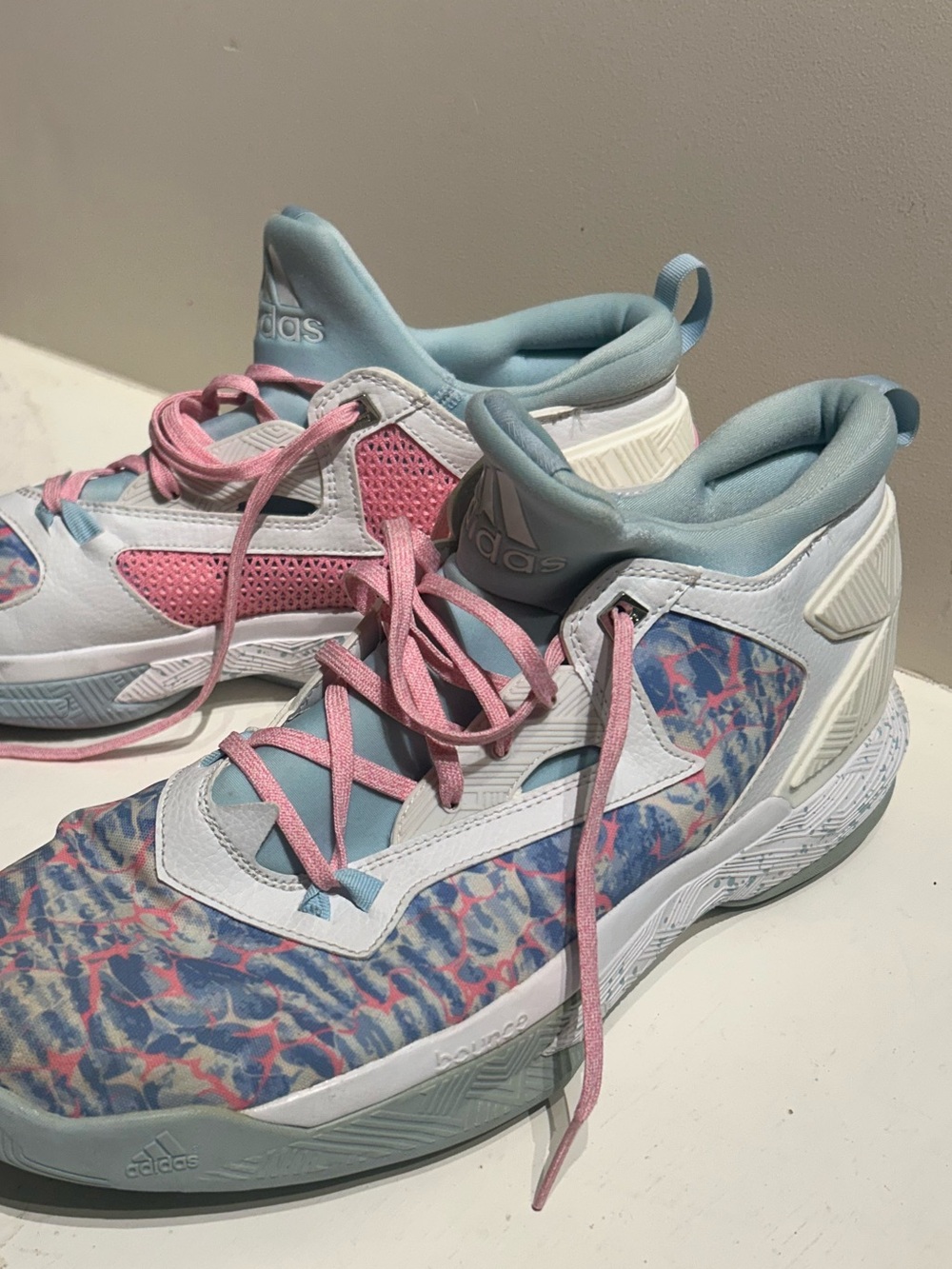 Men’s Adidas Dame Lilliard 2 Easter Sneakers with Pink Accent, Size 13